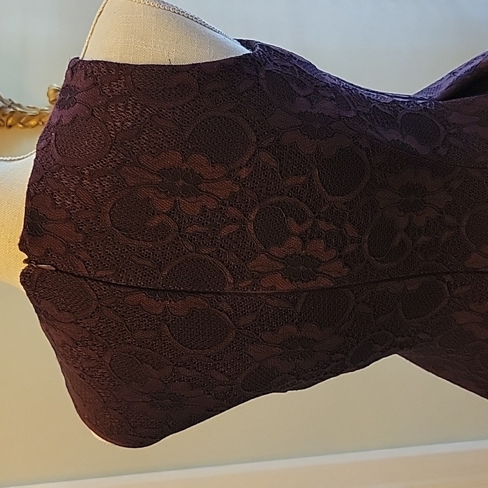 Calvin Klein dark purple lace dress sleeveless fitted pleats skirt thick 4P EUC… - Picture 8 of 12